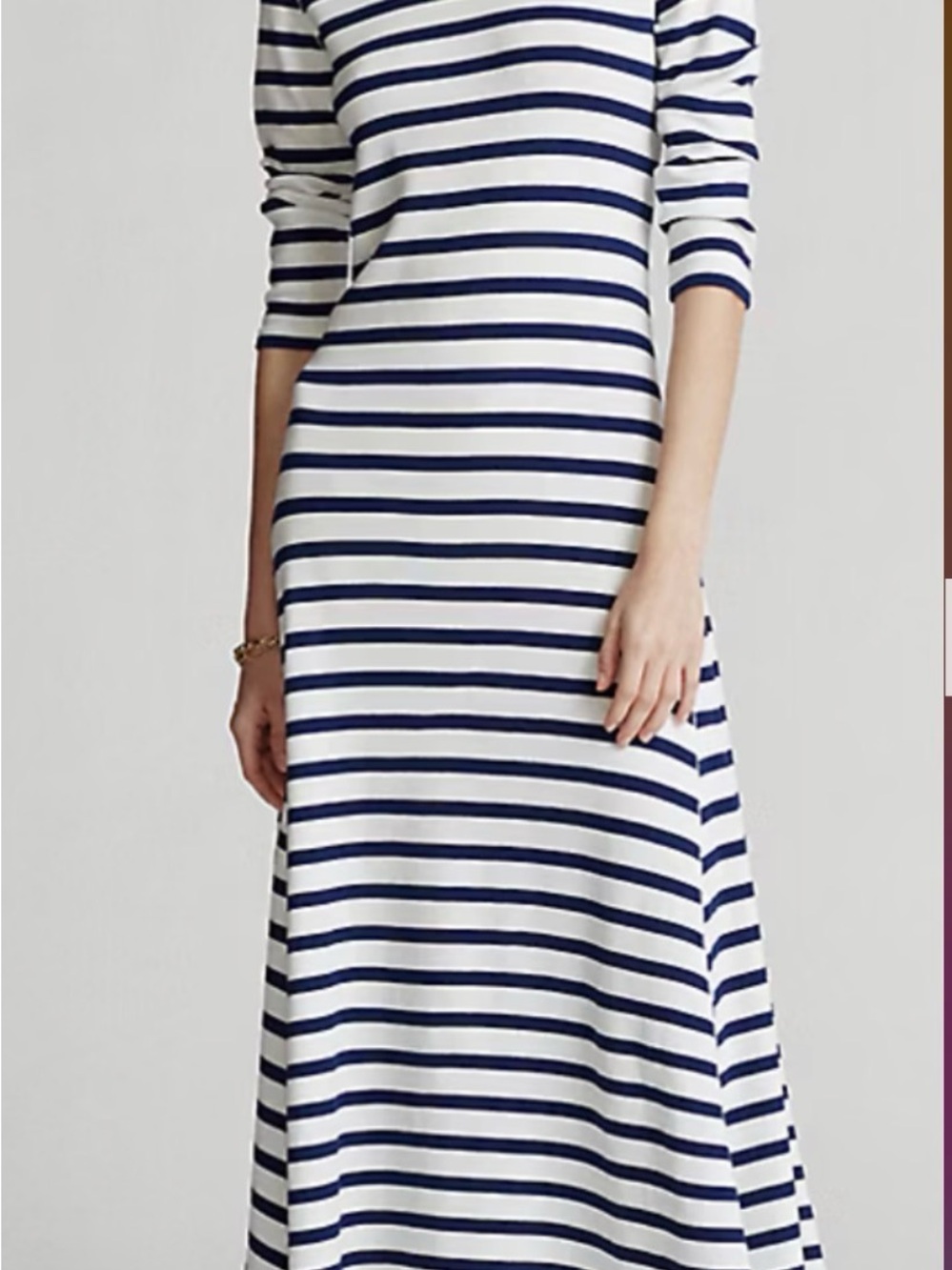 Polo Ralph Lauren Striped Waffle Knit Midi Preppy Nautical Dress